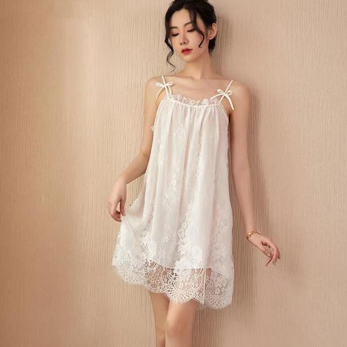 DISKON Bluebell BT004 Baju Tidur Dress Lingerie Wanita Daster Renda Brukat Sexy Satin Rayon Busui Pa