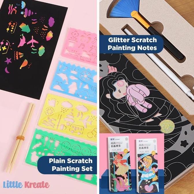 Lansungkirim- Rainbow Scratch Art Card / Buku Gambar Sketch & Scratch Note Book