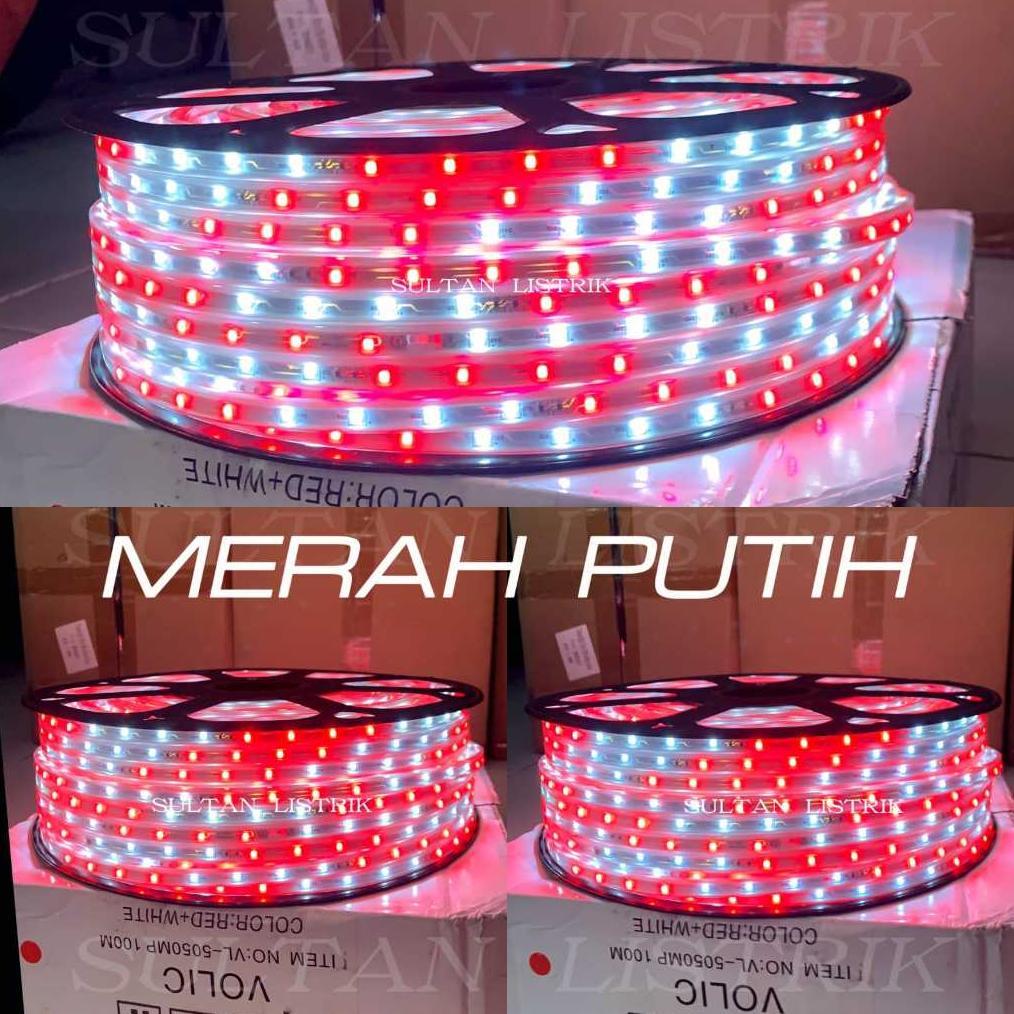 BEST DEALS PAKET 10 & 15 METER LAMPU LED STRIP 5050 PLUS SOKET AC 220V COCOK UNTUK LAMPU PLAFON DAN 