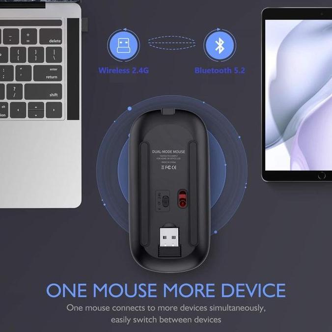 Lengkapjaminan- Jovitech Mouse Gaming Led Wireless .4G & Bluetooth 5.1 Rechargeable Slim Mouse 1600 