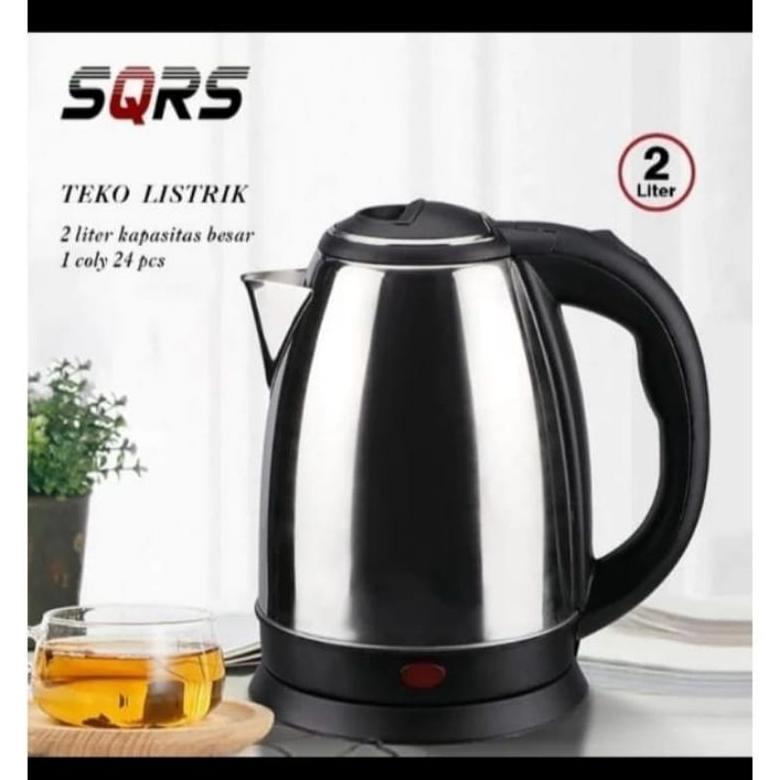 sale teko listrik 2 liter alat masak air panas teko elektrik stainless steel