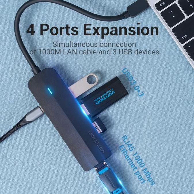VENTION USB Type C to LAN with Micro USB Power Supply