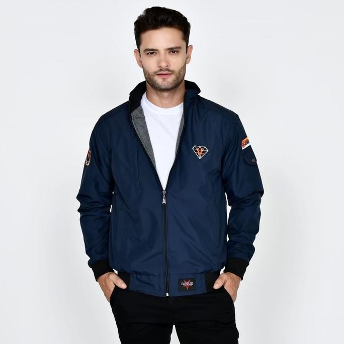 Uomo- Jaket Casual Pria Diamond Mat Taslan Jn Full Bordir Distro Kain Keren Lembut