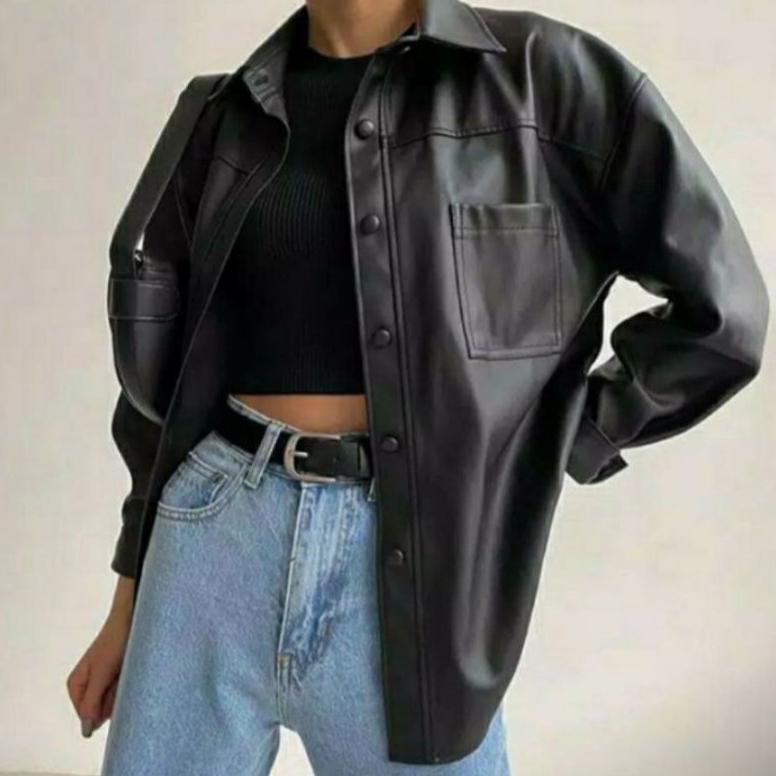 Grade Ori Jaket Kulit Wanita Big Size/Jaket Semi Kulit Blazer Oversize Wanita/Kemeja Jas