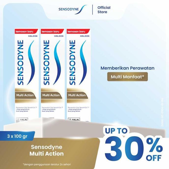 Sensodyne Toothpaste Pasta Gigi Sensitif Multi Action Aksi Ganda 3x100gr - TRIPLEPACK