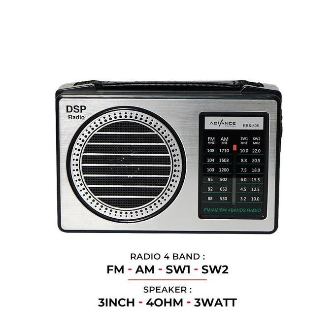 Advance Radio FM AM SW1 SW2 4 Band RBS-805 Baterai Listrik Portabel Suara Jernih Antena Fleksibel Ga