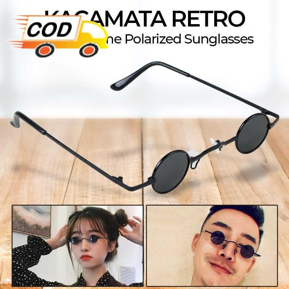 Murah Kacamata Retro Klasik Frame Bulat Polarized Fashion Sunglasses