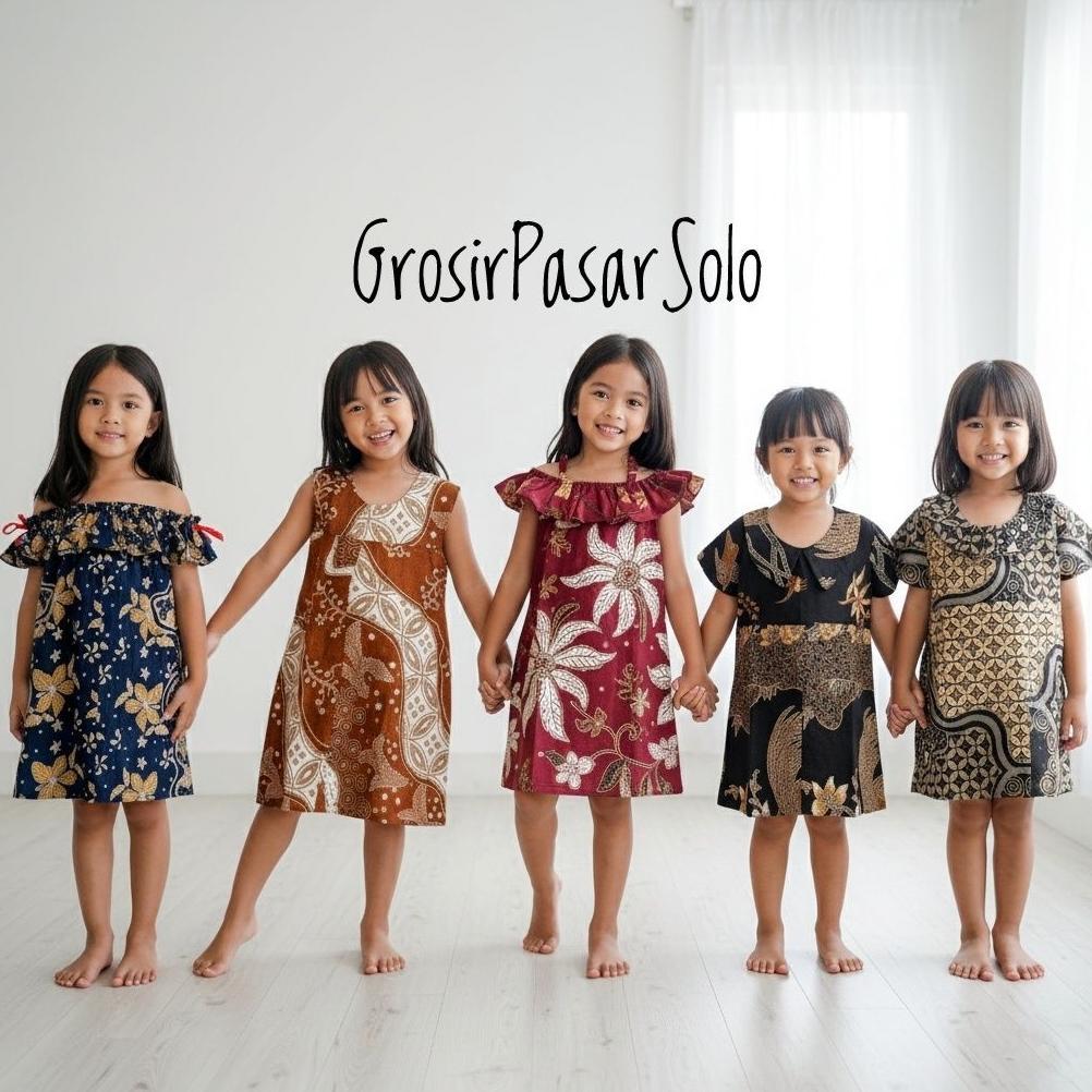 Disc Dress Batik Anak Perempuan Katun Perca 3 Ukuran