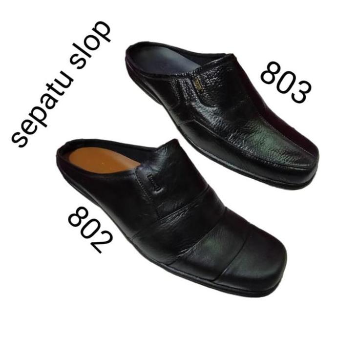 Sale Sepatu Sandal Bustong/Slop Pria Kulit Asli Warna Putih