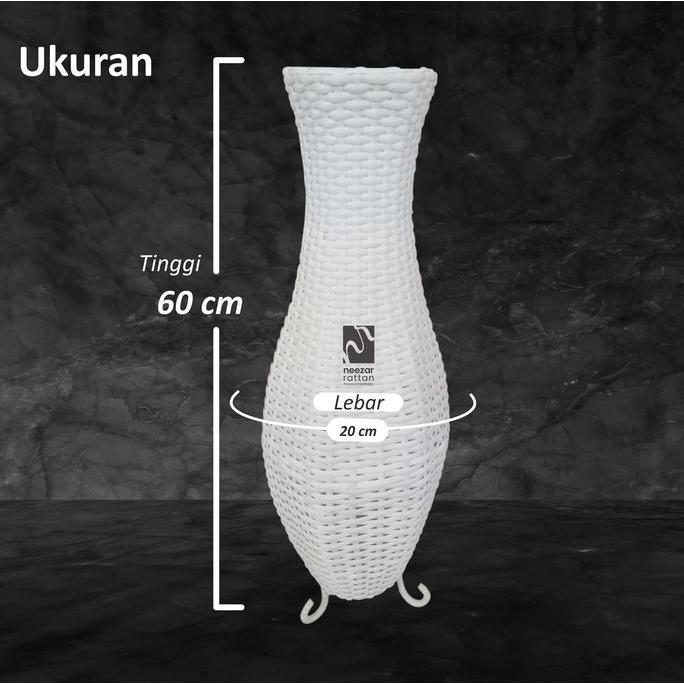 Vas Pot Guci Tempat Bunga Dari Rotan Sintetis Tinggi 60 cm Murah