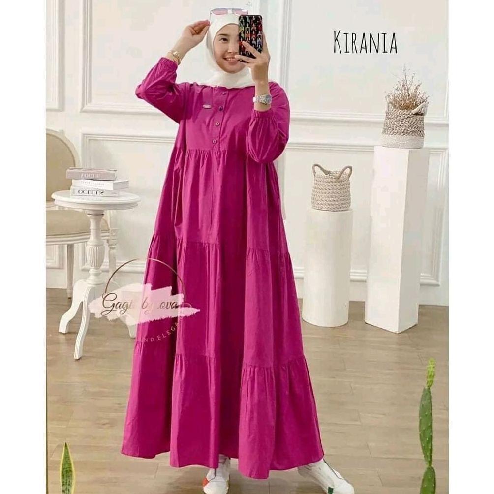 GAMIS KIRANIA BAHAN RAYON TEBAL BUSUI MODEL SUSUN KIRANIA MIDI DRESS BAHAN KATUN RATON FASHION WANIT