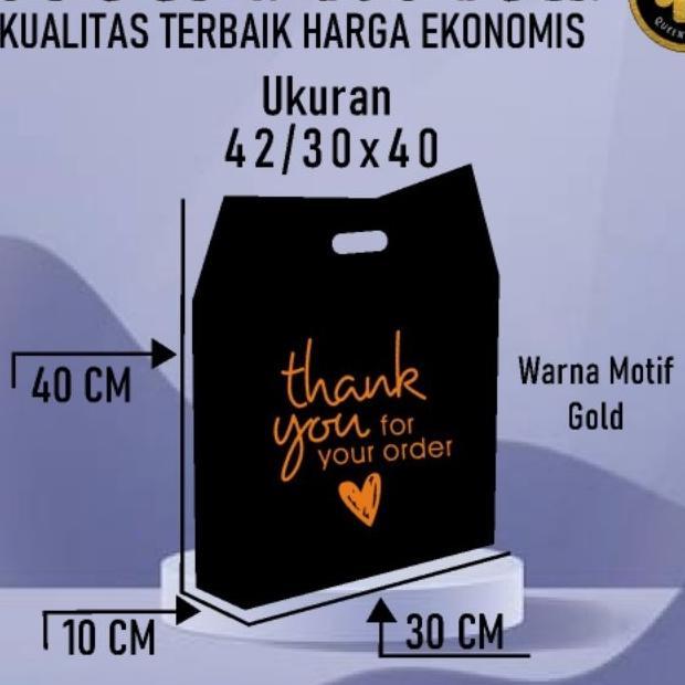 Kantong Plastik Pe Hitam Uk 42/30X40 Motif Thank You Lipatan Samping | Kantong Plastik Sepatu Anak |