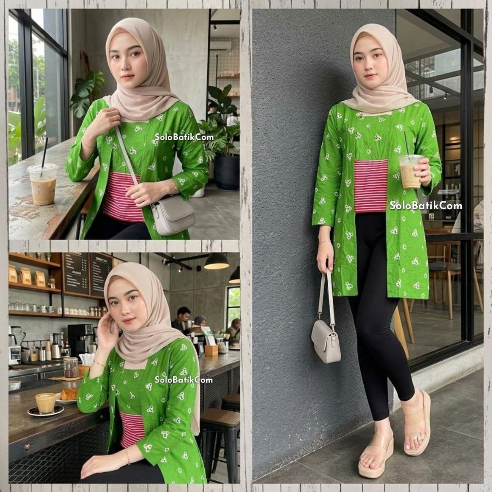 Harga Miring Kutu Baru Panjang Jumputan Lurik Atasan Batik Blus Wanita Solo