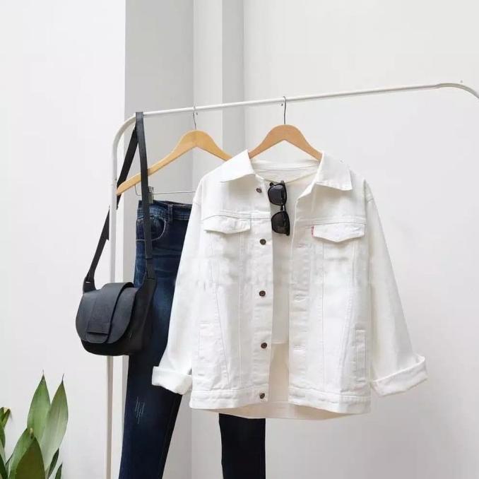 Terlaris Witney Jaket Jeans Putih Wanita Jaket Crop Biondy