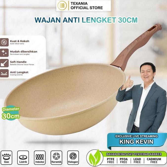 [KING KEVIN] TEXANIA Wajan 30cm Wajan Anti Lengket Warna Cream Kitchenware