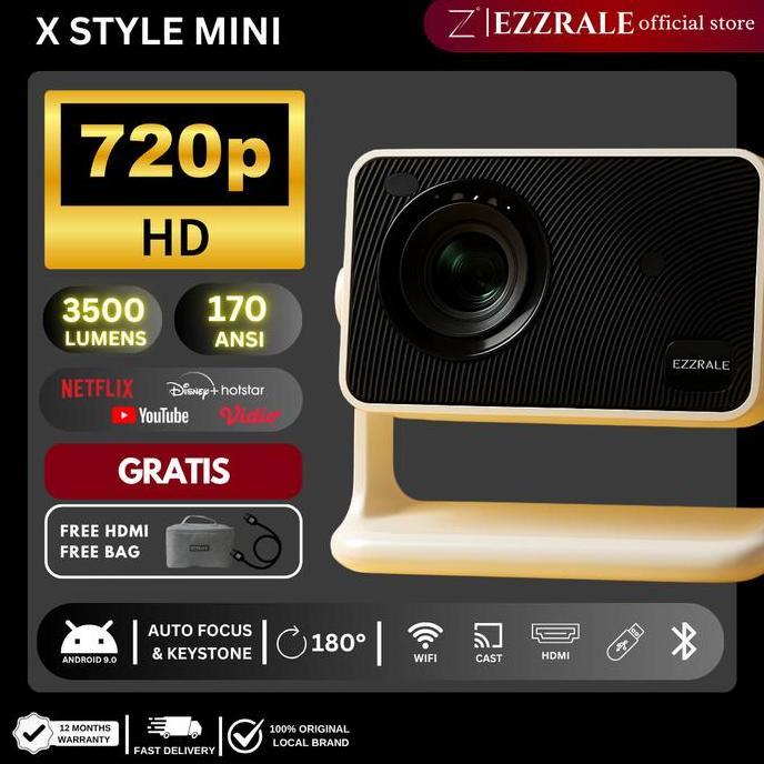 TIRNO_STORE - EZZRALE SMART PROYEKTOR LCD X STYLE MINI 720P 3500 LUMENS SMART ANDROID PROJECTOR 9.0 