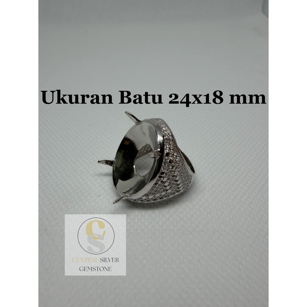 Emban Cincin Silver 925 pria untuk batu akik [Ukuran 24x18 mm]