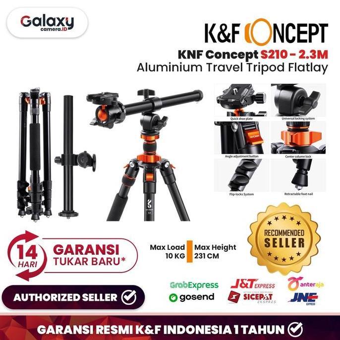 Baitulah_seller - K&F Tripod S210 Aluminium Travel Tripod (K23A7) Resmi