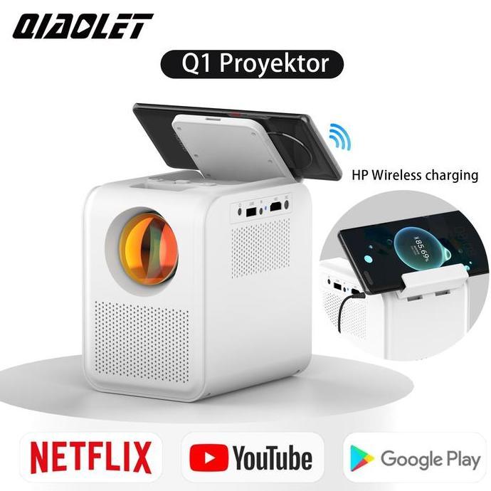 TIRNO_STORE - QIAOLET PROYEKTOR HP Q1 250 ANSI RESOLUSI ASLI 1080P FULL HD ANDROID 11.0 SMART PROYEK