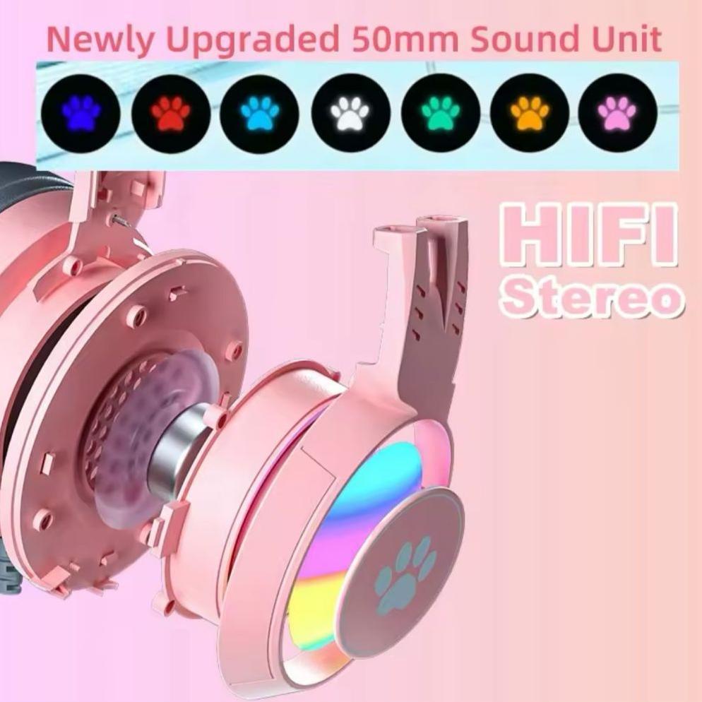 CUCI GUDANG SY-G25 Cat Ear Wired Headset With Microphone For Pc 3.5mm Audio Headphone Gaming Earphon