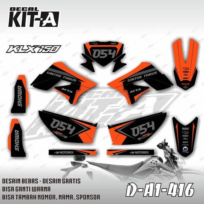 Decal klx s lama oren hitam supermoto sticker stiker dtrecker dtracker klx 150 old