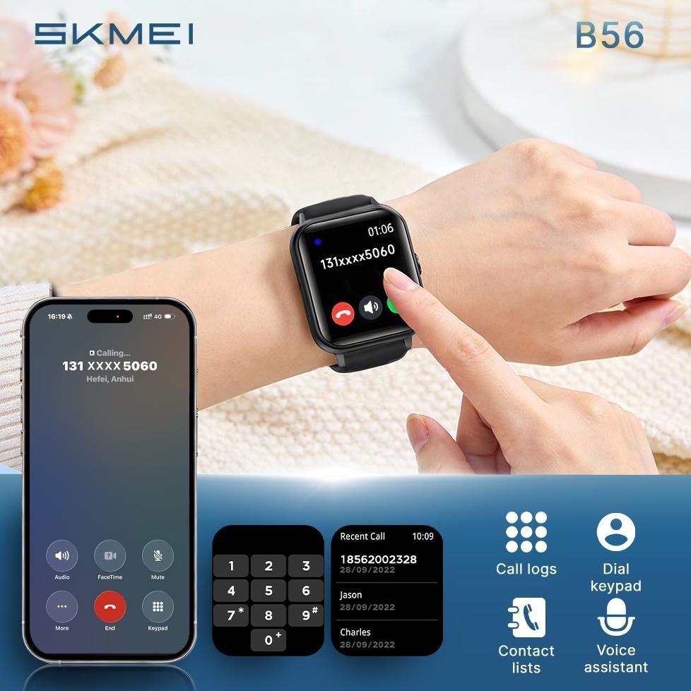 CUCI GUDANG SKMEI Smartwatch B56 Jam Tangan Smartwatch Pria IP67 Waterproof | Bluetooth Call | Wallp