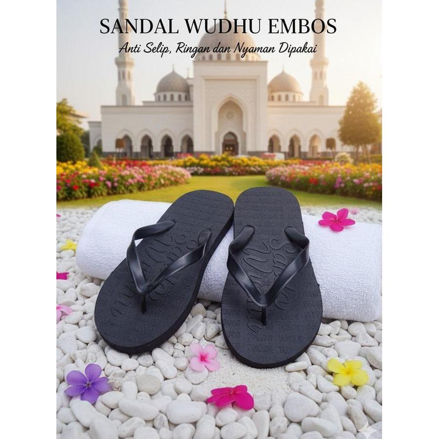 Ivora.magadea - Paket 5 Pasang Sandal Wudhu Embos Premium Pria Wanita Dewasa Anti Selip Grosir