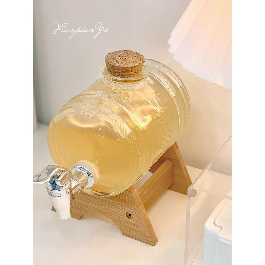 Dispenser Kulkas Mini 1L Glass Dispenser Air Minum Jus / Dispenser Toples Kaca Kran / Cold Glass Wat