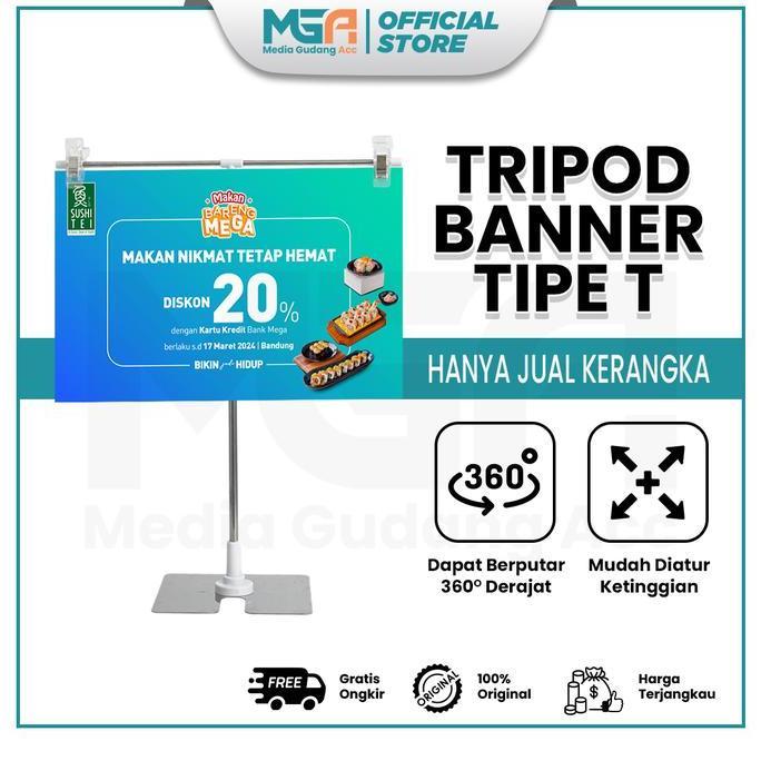 Vromdakar - Tripod Banner T Meja / Stand Banner Display Meja / Standing Poster Jepit