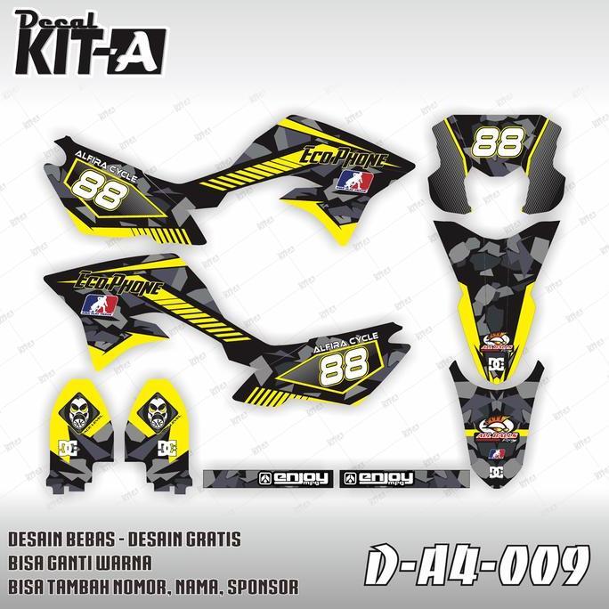Decal stiker motor dtracker 150 putih kuning hitam supermoto