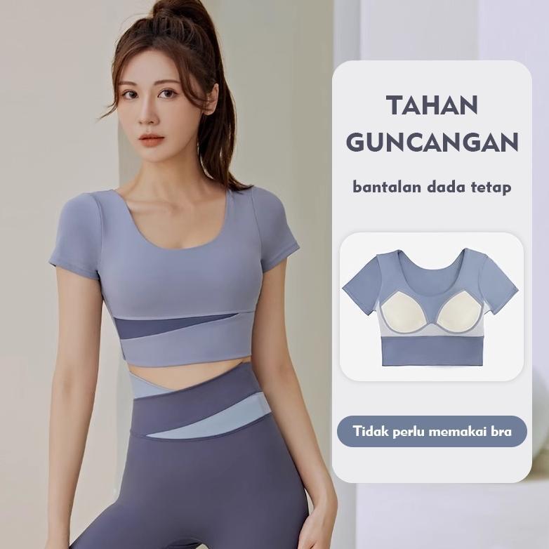 PROMO TERBARU Setelan Baju Olahraga Wanita (Kaos Bra + Legging Panjang) YF055