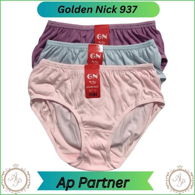 3 Pcs Celana Dalam Wanita Golden Nick 937 Bahan Katun Premium | CD Cewek Jumbo Murah Berkualitas Dew