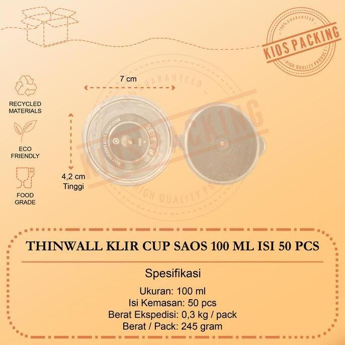 Thinwall Cup Merpati Puding 100ml Isi 50pcs / Cup Sambel 100ml / Cup Saos 100ml / Kotak Bulat Plasti