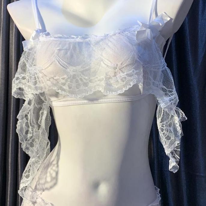 Lingerie Bikini Tali Set Transparan Lace Open G String B0520