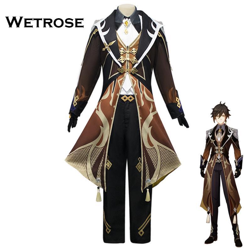 Cost [Wetrose] Genshin Impact Coat Zhongli Cos Suit Costume Men Zhongli Cosplay Set Suit For Boys