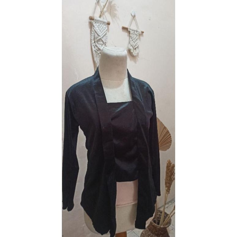 Kebaya Bludru Kutu Baru Hitam S-XXL