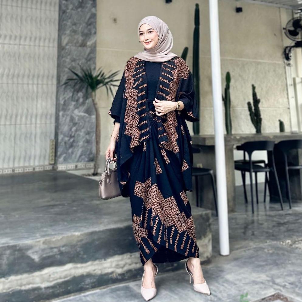 SET KEBAYA MODERN OUTFIT KONDANGAN SIMPLE ONE SET BATIK OUTER