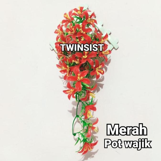 Tokoro- Bunga Rambat Kamboja Gantung Plastik Artificial Palsu/Juntai Hias Cafe