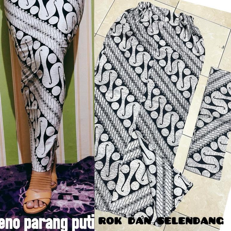 ROK SPAN SET SELENDANG PUTIH KAMEN JADI BATIK VIRAL BAWAHAN BATIK TERLARIS