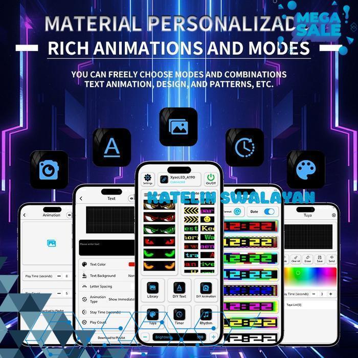 RUNNING TEXT LED FLEXIBLE MATRIX SCREEN - PANEL ANIMASI MOBIL APP BEST BRAND