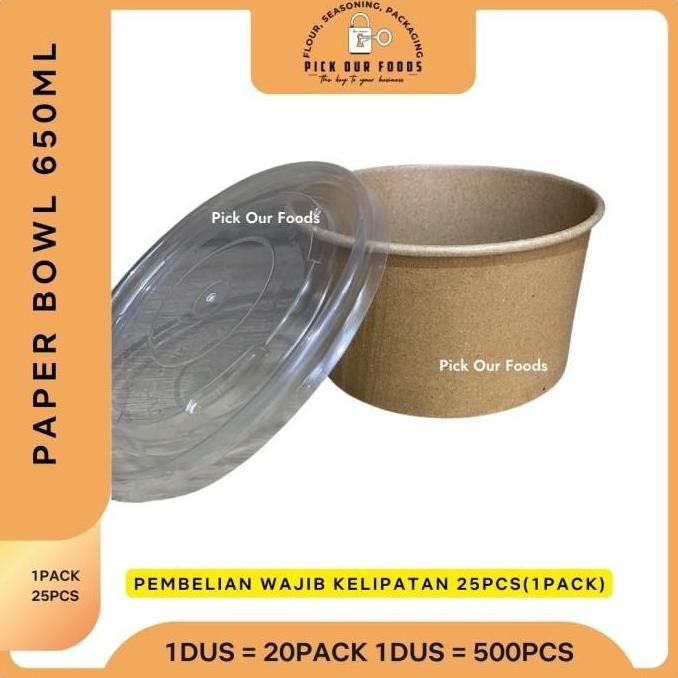 Papipu- [1Pack] Paper Bowl Craft 800Ml | Paper Bowl 800 Ml Coklat | Rice Bowl Craft 800Ml Kraft Isi 