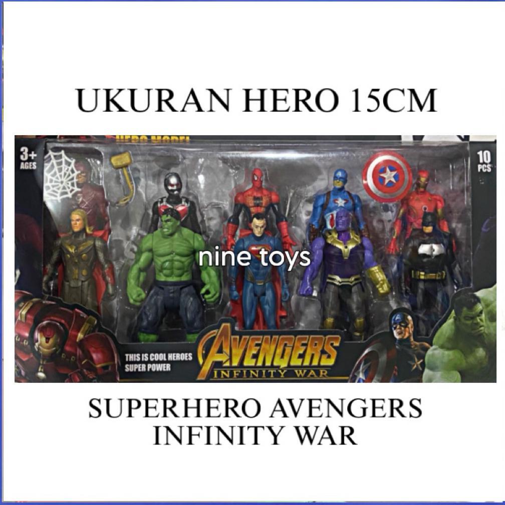 AVENGERS SET BESAR 15CM MAINAN ROBOT SUPERHERO MARVEL AVENGERS SET