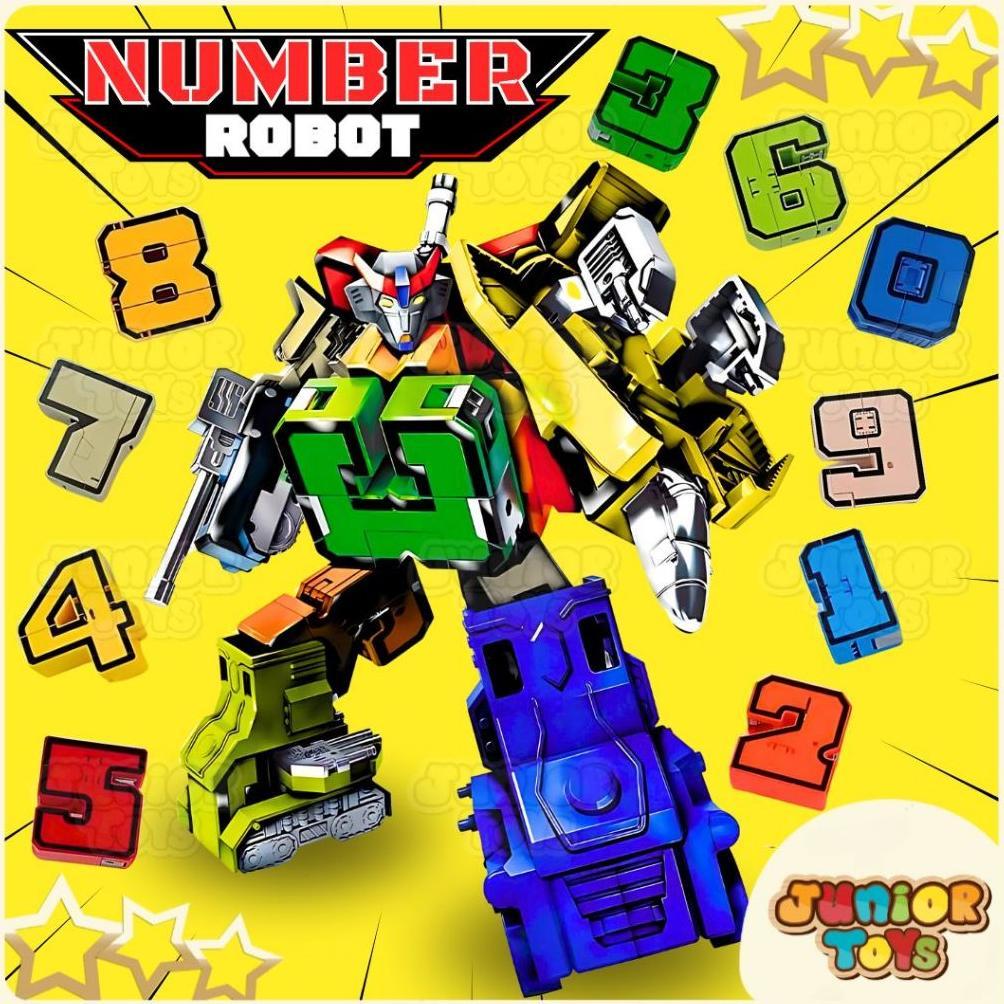 Robot Angka Mainan Transform Number 10in1 Bisa Berubah Dan Digabung