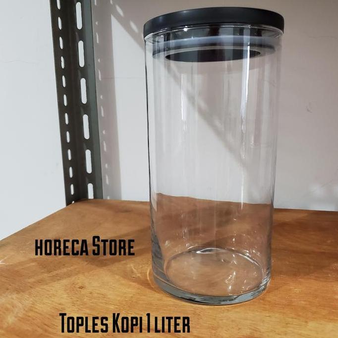 Youme- Toples Kopi Kaca Kedap Udara Besar 1 Liter. Container Kopi Besar