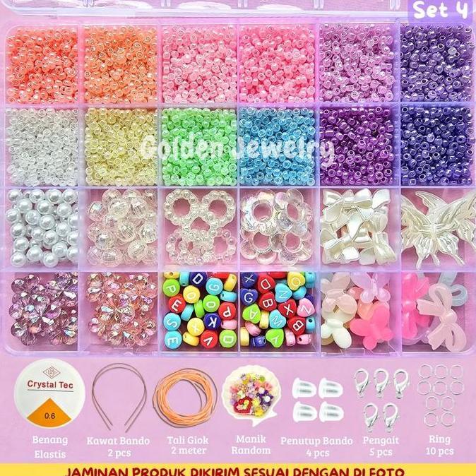 Segerakirim- Golden Jewelry - Pernak Pernik Gelang 1 Box Mute Manik Manik - Diy Gelang Manik Manik A