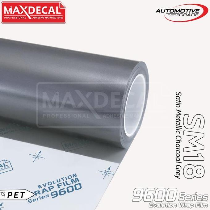 TERMURAH - MAXDECAL 9600 SM18 Satin Metal CHARCOAL GREY Premium Car Wrap Lembayung Evolution PET Lin