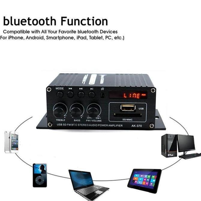 Power Amplifier 12V 40W Audio Bluetooth Mobil Car Audio AK370