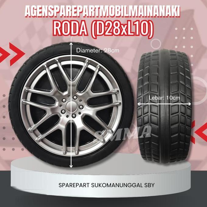 Promo Ban Roda Mobil Mainan Aki Full Karet Ukuran 28Cm X 10Cm Roda Mobil Mainan Aki Cod