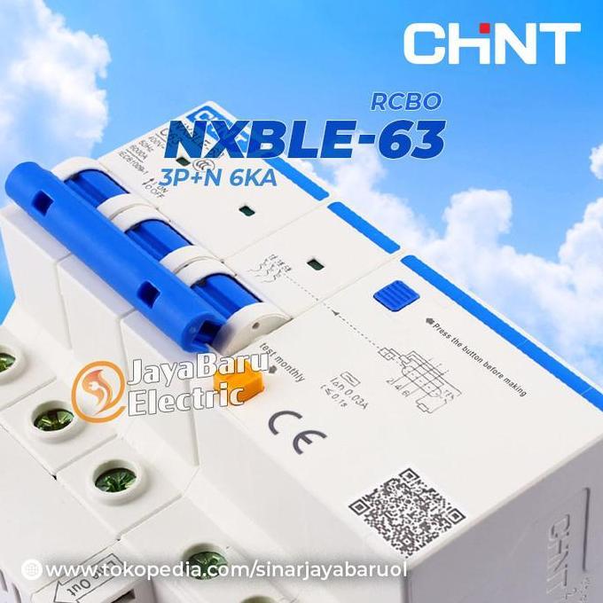 Otopic- Rccb Elcb Rcbo Chint Nxble-63 Nxble63 3P+N 6A 10A 16A 20A 25A 32A 40A 50A 63A 30Ma 300Ma