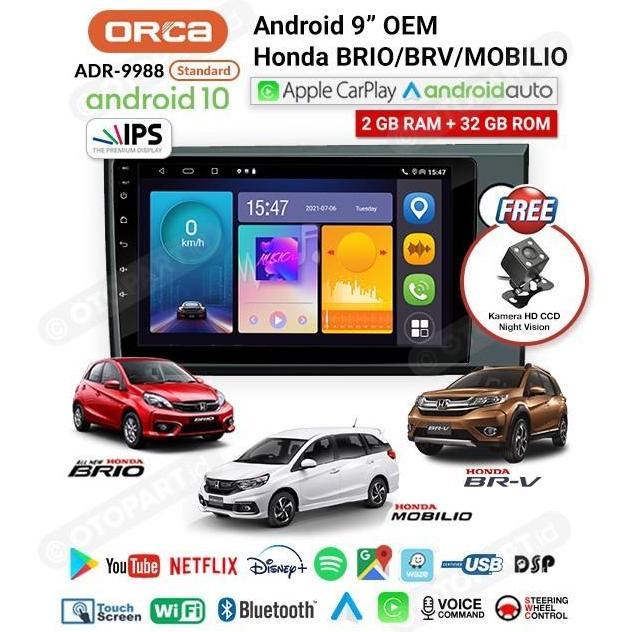 Head Unit Android 9inch + Frame OEM Honda BRIO ORCA